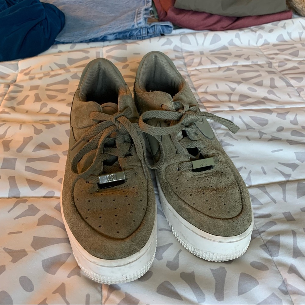 green suede air forces